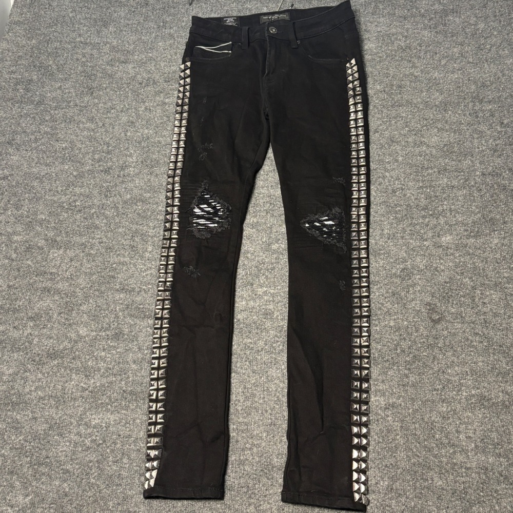 Cult of Individuality Studded Distressed Skinny Jeans Mens 30x32 Black Punk Rock